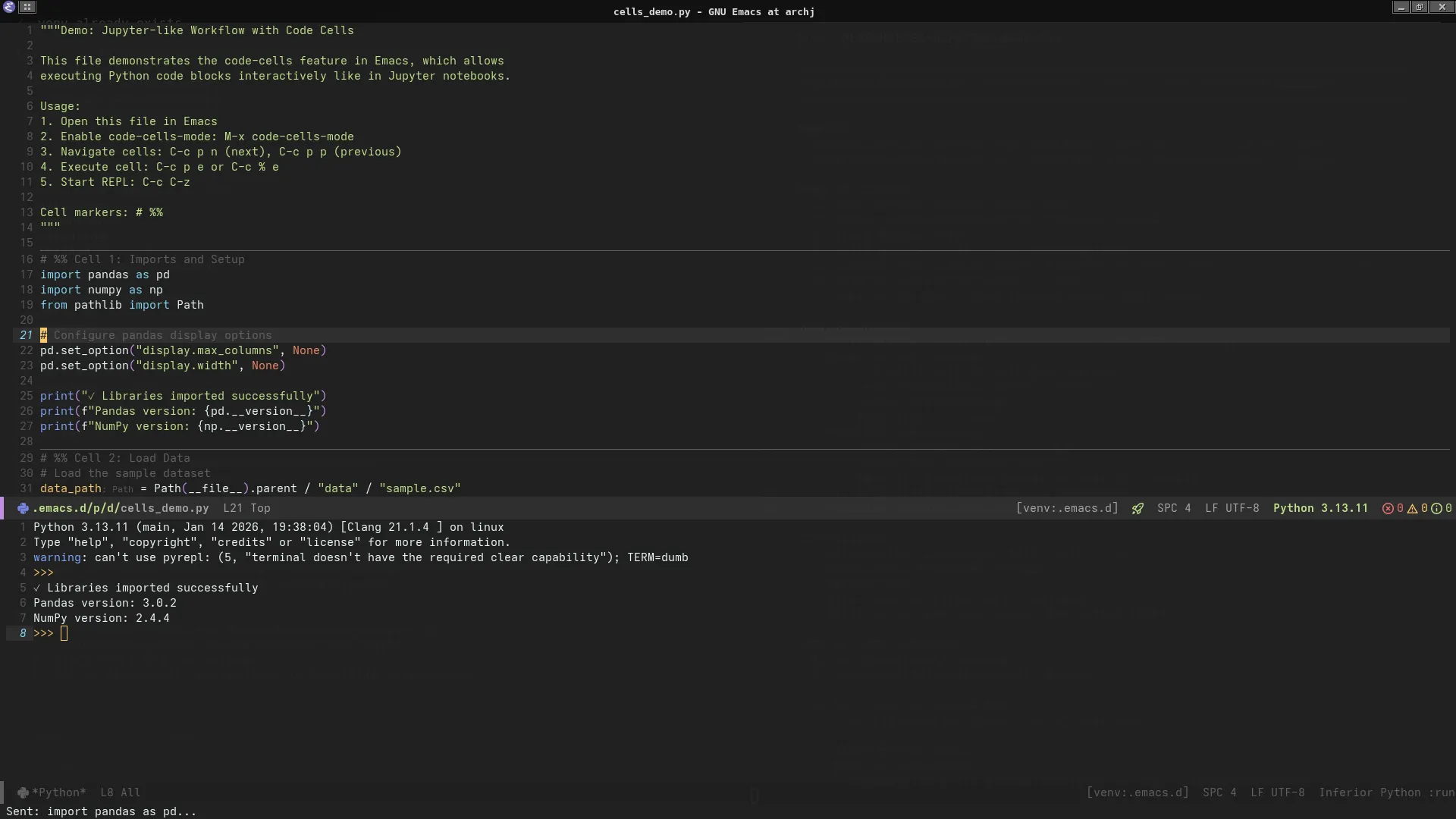 Cell-based development with REPL output side-by-side